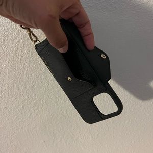 Bandolier black leather crossbody cellphone/ card case for iPhone 12 Pro Max